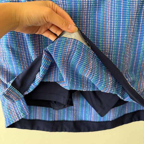 POLO GOLF Ralph Lauren Blue Crinkle-Texture Lined Skort Skirt w/ Pockets - Large - Picture 8 of 8